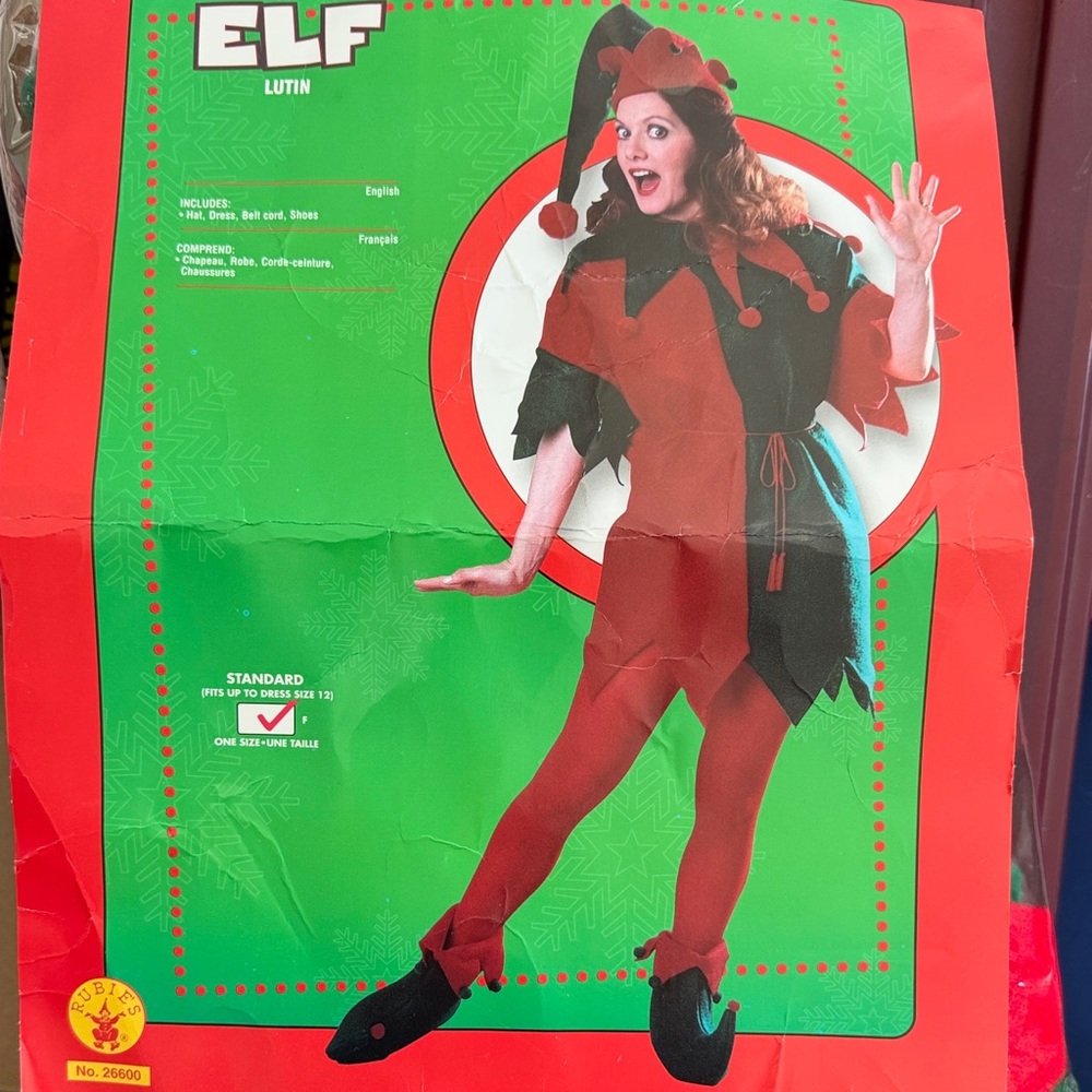 Elf Adult Costume - Red and Green
